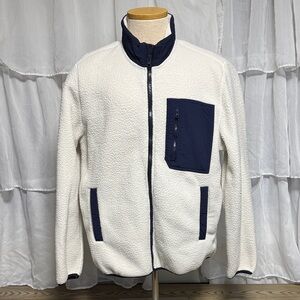 GAP Men's Cream and Navy Bomber Jacket